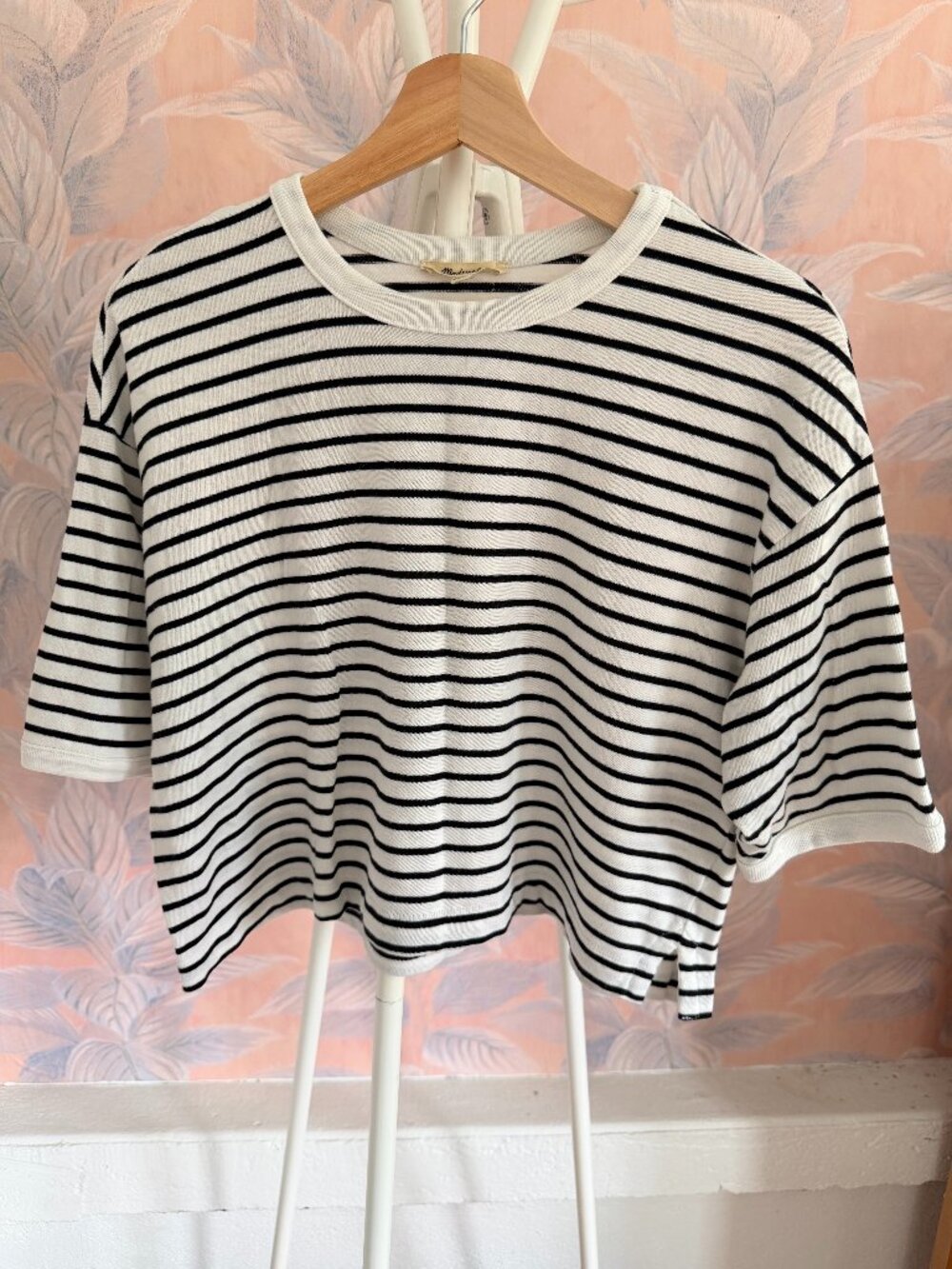 Madewell Striped Tee Black White Cotton Crewneck Womens S
